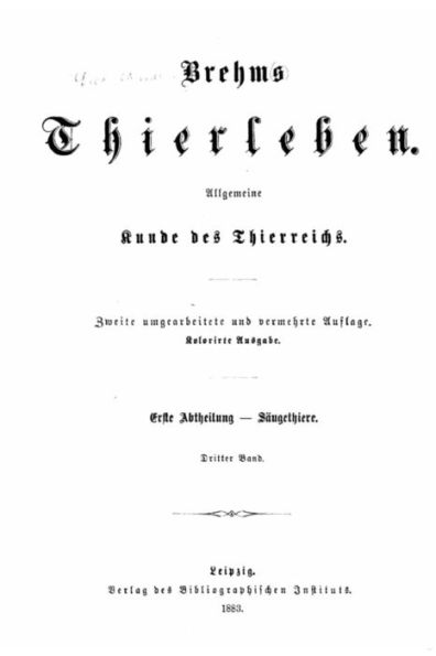 Brehms thierleben, allgemeine kunde des thierreichs