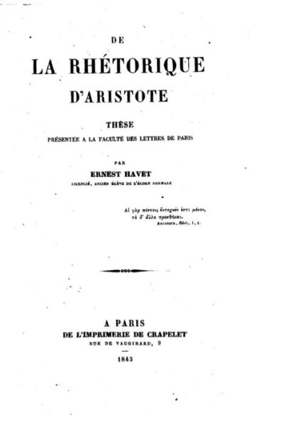 De la rhétorique d'Aristote