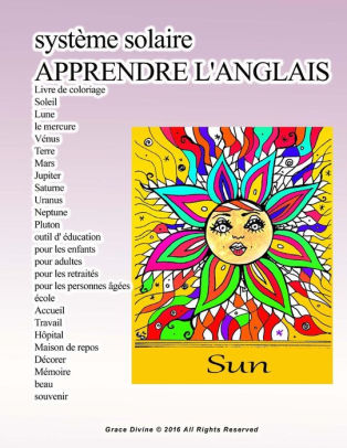 Système Solaire Apprendre Langlais Livre De Coloriage Soleil Lune Le Mercure Vénus Terre Mars Jupiter Saturne Uranus Neptune Pluton Outil D - 