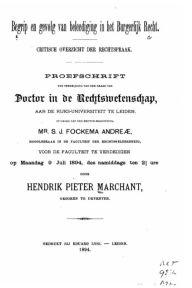 Title: Begrip en gevolg van beleediging in het burgerlijk recht, Author: Hendrik Pieter Marchant