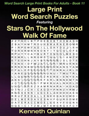 Large Print Word Search Puzzles Featuring Stars On The Hollywood