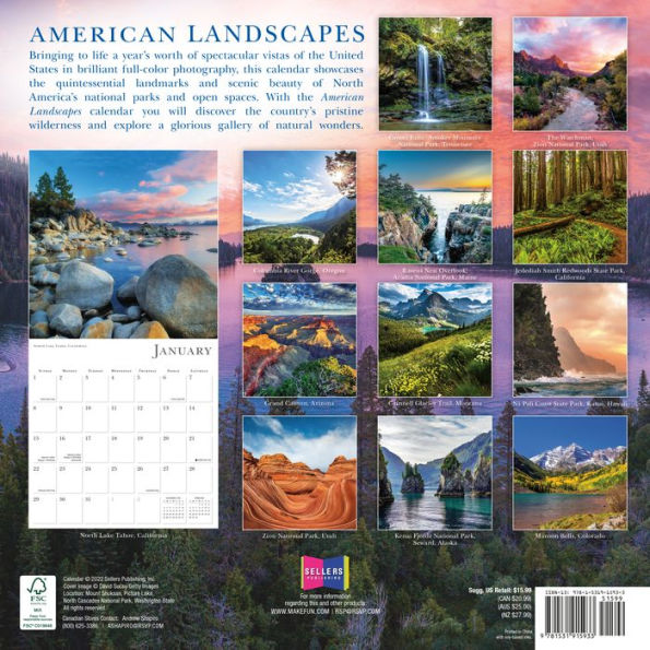 2023 American Landscapes Wall Calendar by Sellers Publishing, Inc