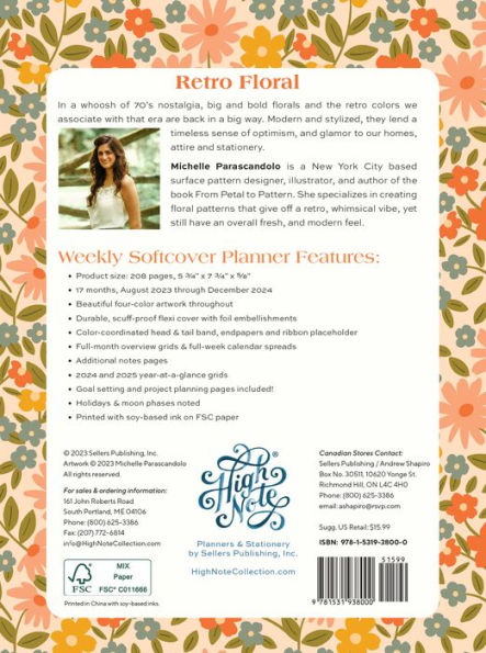 2024 High Note ® Retro Floral 17-Month Softcover Planner by Michelle  Parascandolo