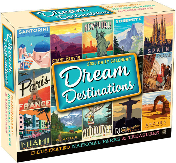 2025 Dream Destinations: Illustrated National Parks and Treasures Anderson Design Group Boxed Daily Calendar