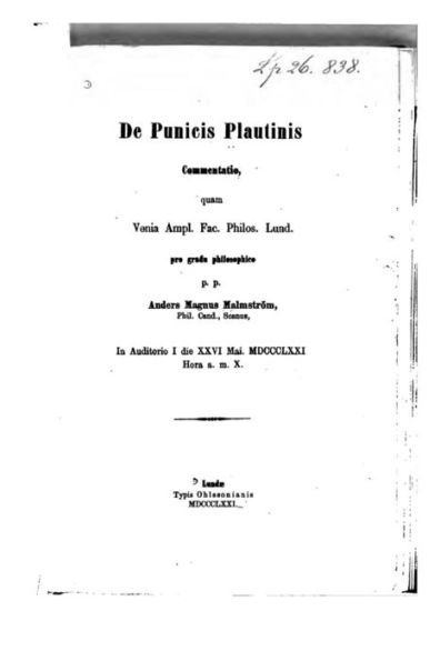 De punicis Plautinis commentatio