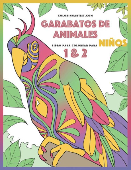 Garabatos de animales libro para colorear para niños 1 & 2