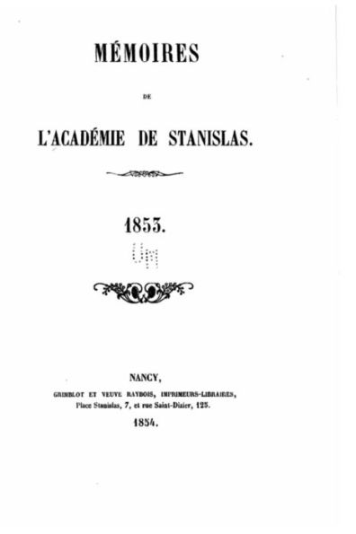 Mémoires de l'Académie de Stanislas - 1853