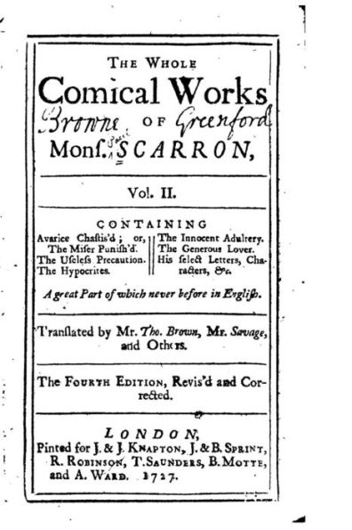 The Whole Comical Works of Mons. Scarron - Vol. II