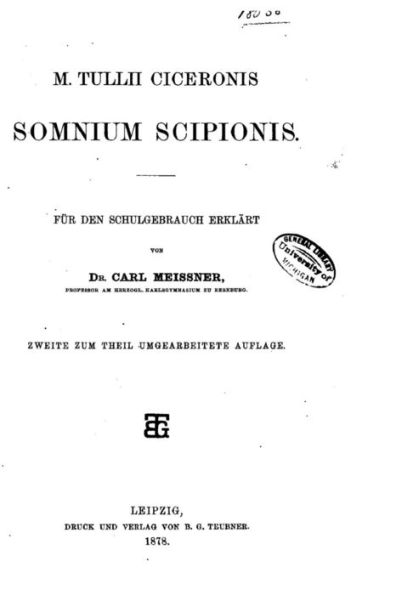 M. Tullii Ciceronis Somnium Scipionis