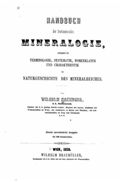 Handbuch der bestimmenden Mineralogie