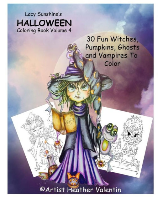 Lacy Sunshine's Halloween Coloring Book Volume 4: Whimsical Witches ...