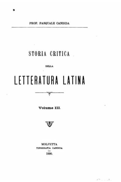 Storia critica della letteratura latina, Vol. III