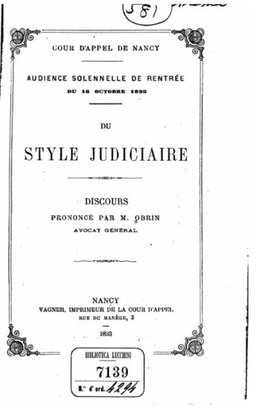 Du style judiciaire