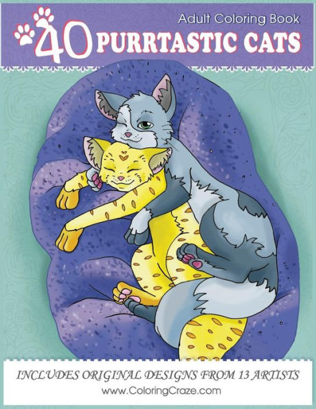 Adult Coloring Book: 40 Purrtastic Cats, Stress Relieving Coloring Pages For Adults By ColoringCraze