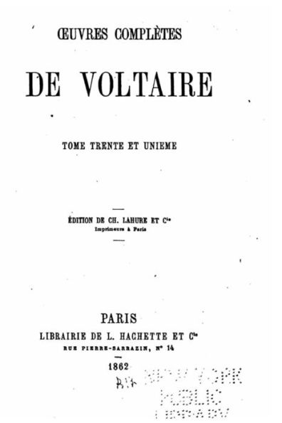 Oeuvres complètes de Voltaire - Tome XXXI