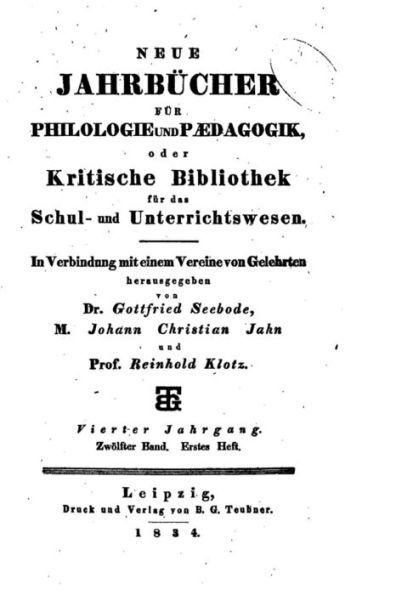 Neue Jahrbucher fur Philologie und Paedogogik