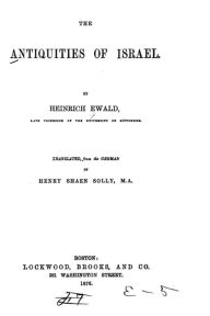 Title: The Antiquities of Israel, Author: Heinrich Ewald