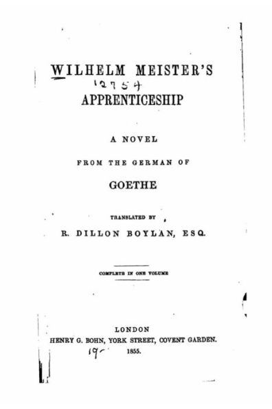 Wilhelm Meister's Apprenticeship, a Novel