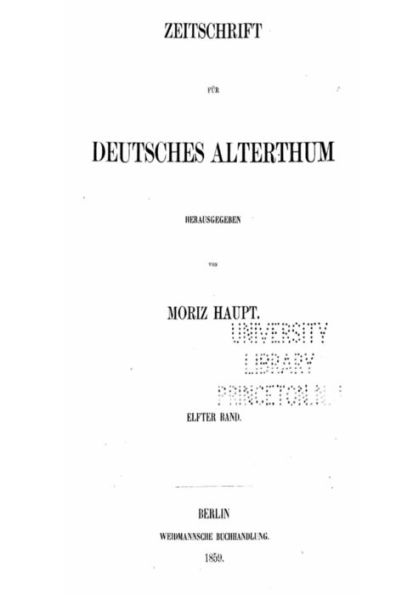 Zeitschrift fur Deutsches Altertum