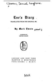 Title: Eve's Diary, Author: Mark Twain