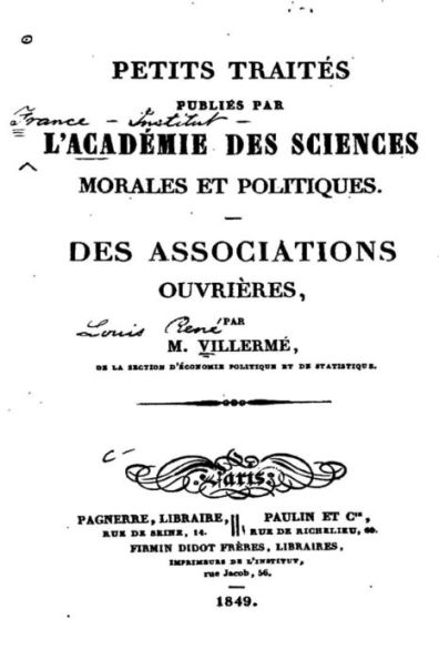 Des Associations Ouvrières by Louis René Villermé, Paperback | Barnes ...