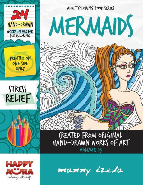 Adult Coloring Book - Mermaids - Vector Line Art - Vol. 03