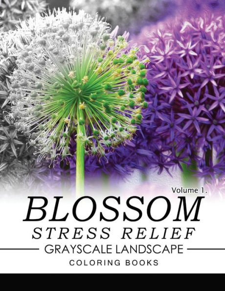 Blossom Stress Relief GRAYSCALE Landscape Coloring Books Volume 1