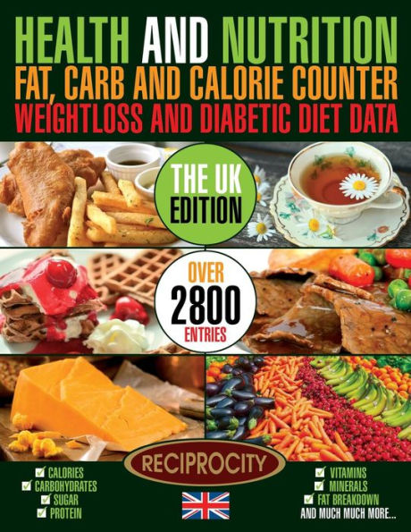 Health & Nutrition Fat, Carb & Calorie Counter, Weight loss & Diabetic Diet Data UK: UK government data on Calories, Carbohydrate, Sugar counting, Protein, Fibre, Saturated, Mono unsaturated, Poly unsaturated, Omega 3 and Omega 6 Fat breakdown, Vitamins &