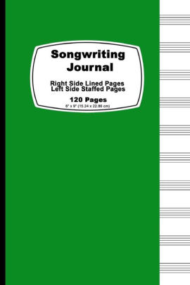 songwriting journal nature green cover lined ruled paper and staff staff paper journal
