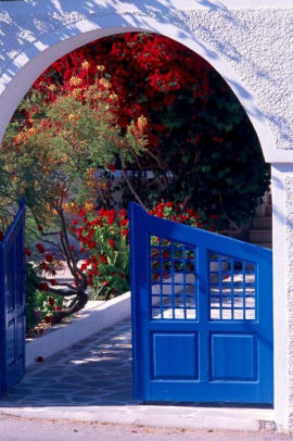 Blue Gate In Santorini Greece Journal 150 Page Lined Notebook