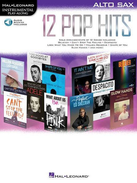 12 Pop Hits - Instrumental Play-Along Alto Sax Book/Online Audio