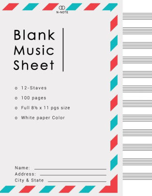blank music sheets 8 5x11 letters design 12 staves 100 pages blank music manuscript book staff paper notebook manuscript paper paperback blank music staff sheets