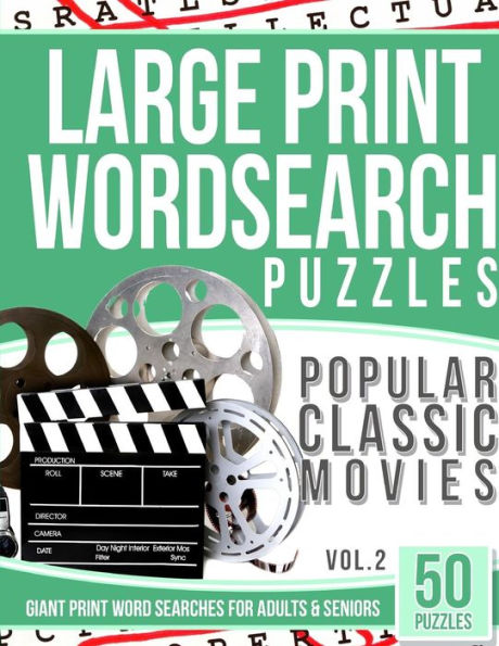 Large Print Wordsearches Puzzles Popular Classic Movies v.2: Giant Print Word Searches for Adults & Seniors