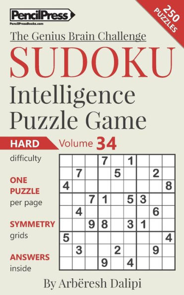 Sudoku Puzzle Books Volume 34. Hard. Sudoku Intelligence Puzzle Game