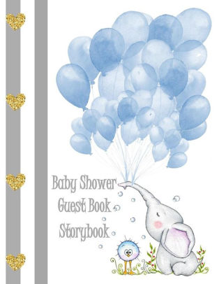 Baby Shower Guest Book Storybook Elephant Balloons By Baby Shower