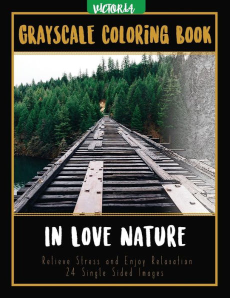 In Love Nature: Landscapes Grayscale Coloring Book Relieve Stress and Enjoy Relaxation 24 Single Sided Images