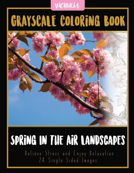 Spring In The Air Landscapes: Grayscale Coloring Book Relieve Stress and Enjoy Relaxation 24 Single Sided Images