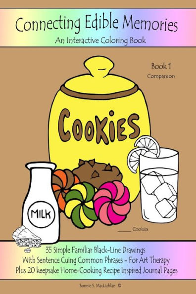 Connecting Edible Memories - Book 1 Companion: Interactive Coloring and Activity Book For People With Dementia, Alzheimer's, Stroke, Brain Injury and Other Cognitive Conditions. 35 Simple BLACK-LINE Drawings With Sentence Cuing Common Phrases.
