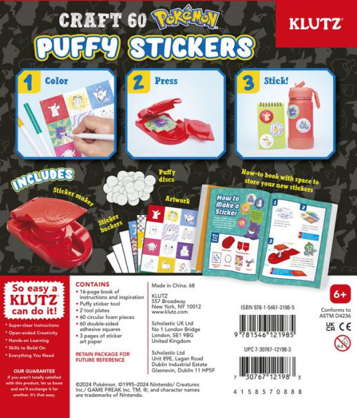 POKEMON COLOR-IN 3D STICKERS