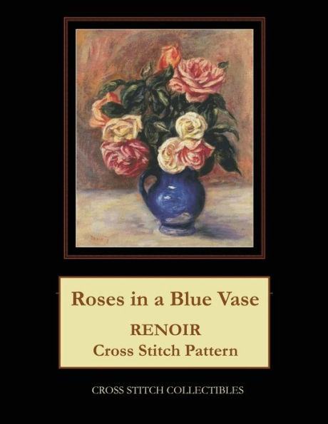 Roses in a Blue Vase: Renoir cross stitch pattern
