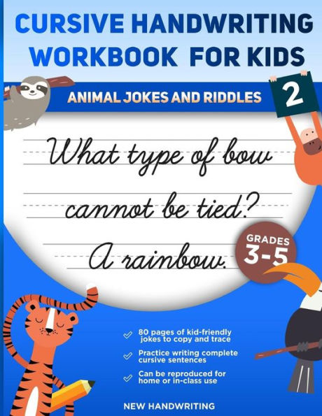 Cursive Handwriting Workbook for Kids: Animal Jokes and Riddles 2