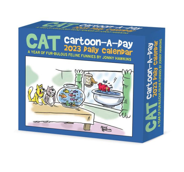 Cat Cartoon-A-Day by Jonny Hawkins 2023 Box Calendar by Jonny Hawkins