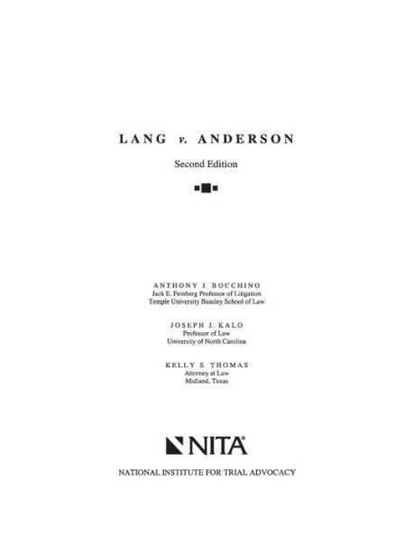 Lang v. Anderson: Case File / Edition 2