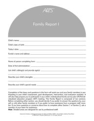 Title: AEPS Family Report (package of 10), Author: Diane D. Bricker