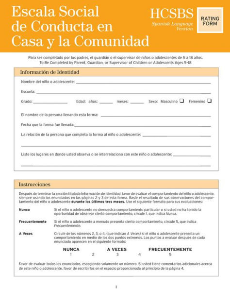 Home and Community Social Behavior Scales Rating Form in Spanish