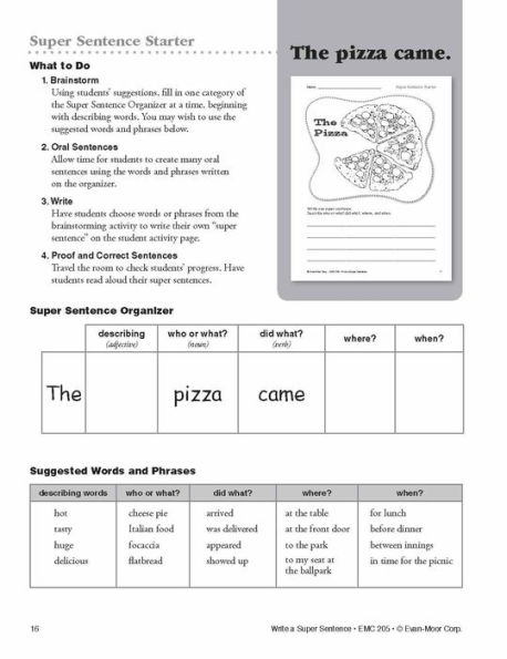 Write a Super Sentence, Grade 1 - 3 Teacher Resource
