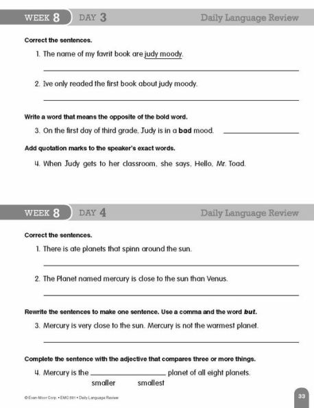 Daily Language Review, Grade 3 Teacher Edition