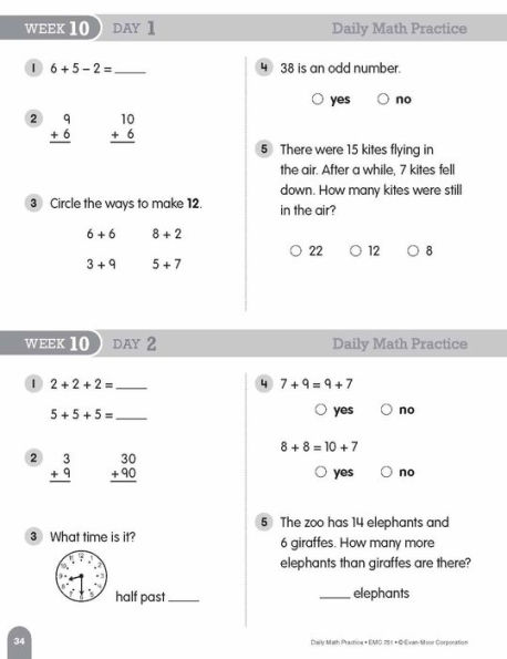 Daily Math Practice, Grade 2