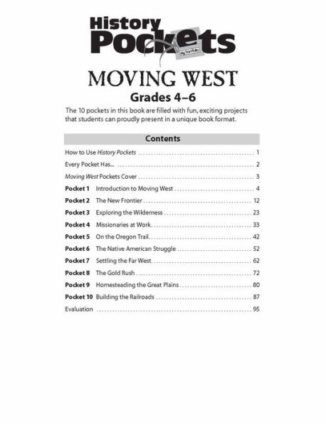 History Pockets: Moving West, Grade 4 - 6 Teacher Resource