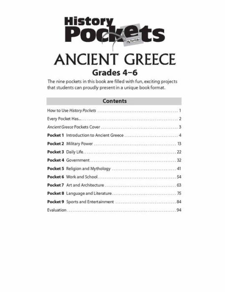 History Pockets: Ancient Greece, Grade 4 - 6 Teacher Resource